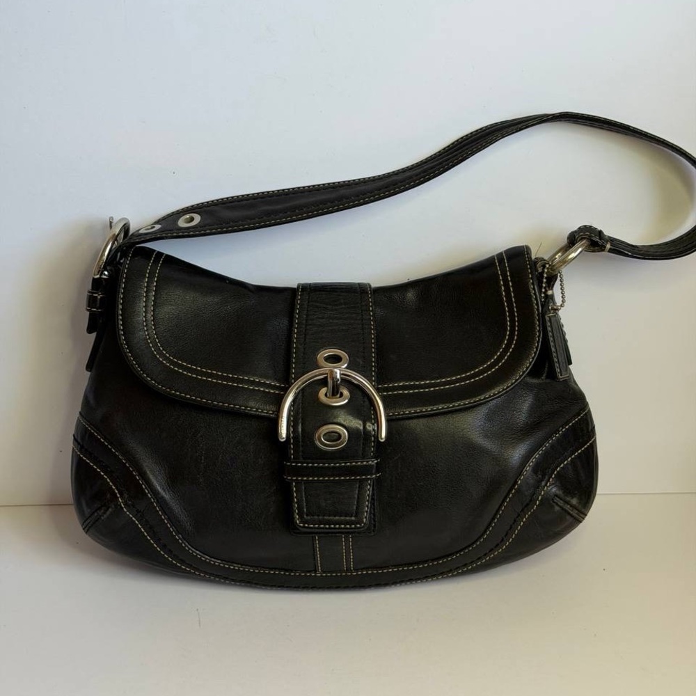 Coach Y2K SoHo Black Large Leather Shoulder Bag